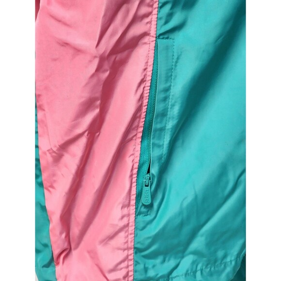 CSG 80s Retro Quarter Zip Pullover hooded Windbreaker Aqua/Pink Men's Size L - Picture 5 of 16